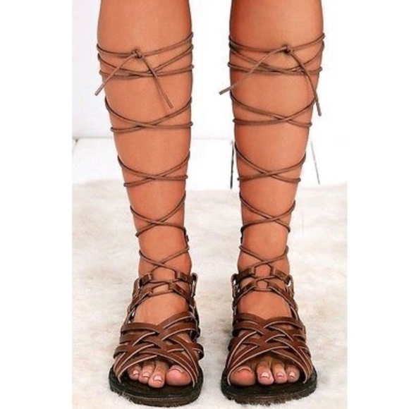Mia Heritage Lenora Womens 9 Gladiator Sandal Light Brown Festival Lace Up - Picture 2 of 7
